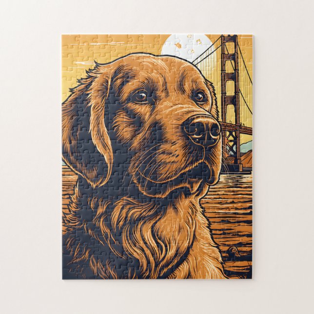 Puzzle Golden-Retriever au Golden Gate Bridge (Vertical)