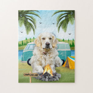 Puzzle Golden Retriever Chien Camping