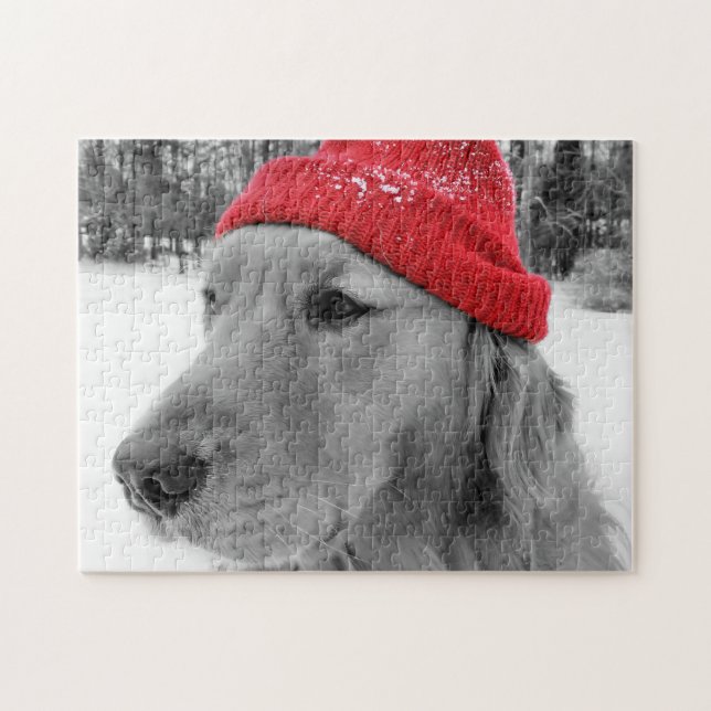 Puzzle Golden retriever de chien de ski (Horizontal)