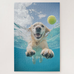 Puzzle Golden Retriever Diving Tennis Ball Sous l'eau
