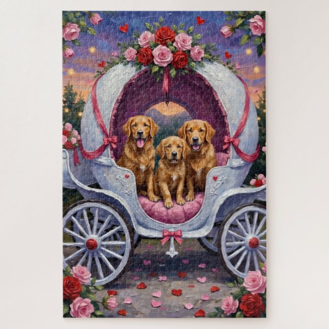 Puzzle Golden Retriever Dog Valentine's Day  (Vertical)