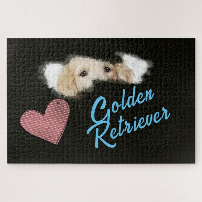 Puzzle Golden Retriever Eyes Solid Color 1000 pièce (Horizontal)
