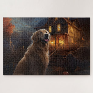 Puzzle Golden Retriever Halloween effroi