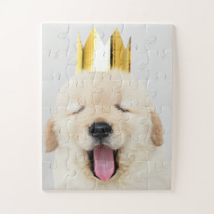 Puzzle Golden Retriever Puppy Sleepy in Crown
