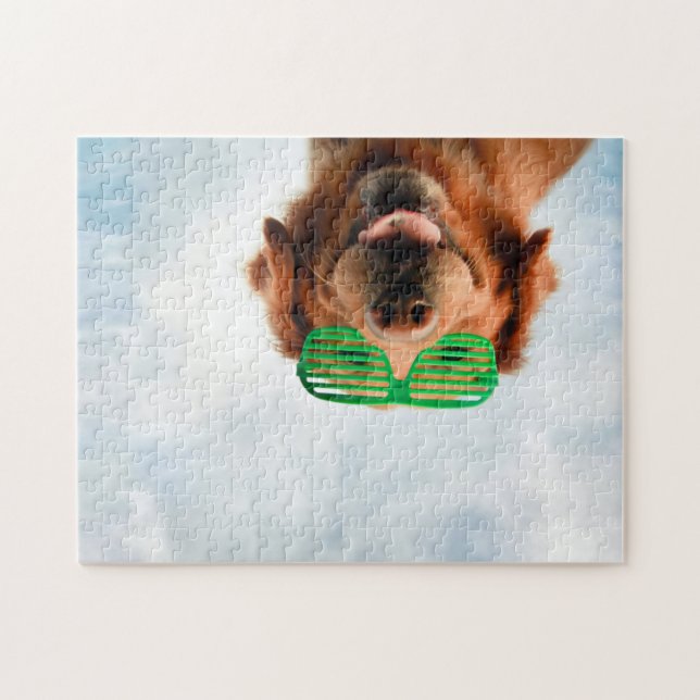 Puzzle Golden Retriever With Green (Horizontal)