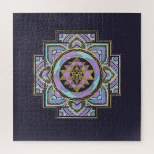 Puzzle Golden Sri Yantra / Sri Chakra en lotus pastel