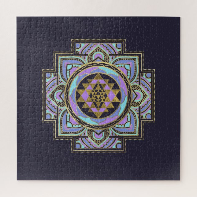 Puzzle Golden Sri Yantra / Sri Chakra en lotus pastel (Vertical)