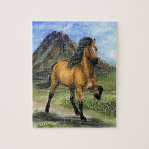 Puzzle Golden Tolt Buckskin islandais Cheval et montagne
