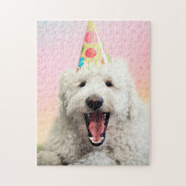 Puzzle Goldendoodle avec Casquette du parti (Vertical)