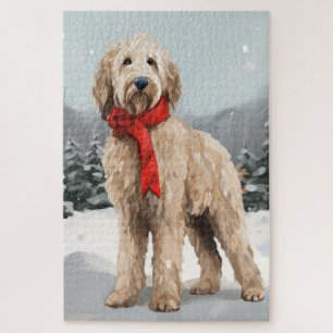 Puzzle Goldendoodle Chien dans Noël de neige