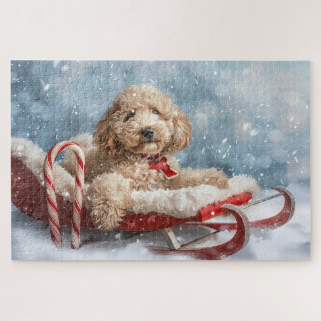 Puzzle Goldendoodle Chien Noël Festif (Horizontal)