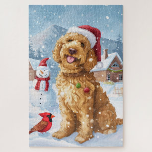 Puzzle Goldendoodle Winter Wonderland Christmas Joy