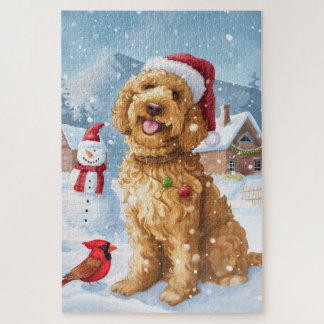 Puzzle Goldendoodle Winter Wonderland Christmas Joy