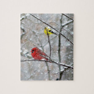 Puzzle Goldfinch Et Cardinal