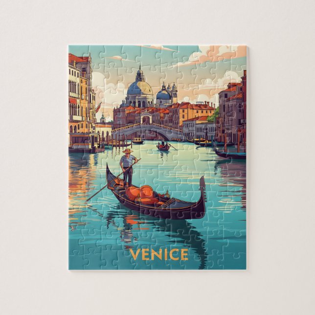 Puzzle Gondola ride in Venice with historic buildings (Vertical)