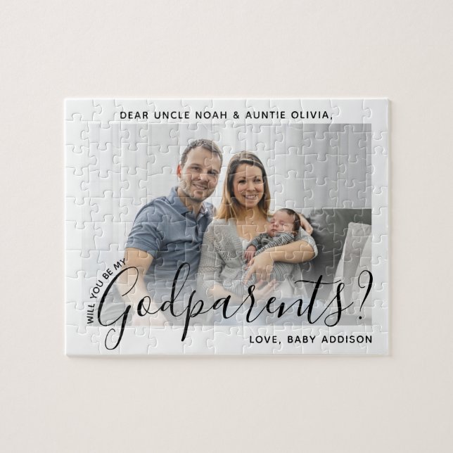 Puzzle Goparents Proposition Simple Script Moderne Photo (Horizontal)