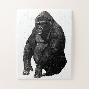 Puzzle Gorilla Pop Art Black & White