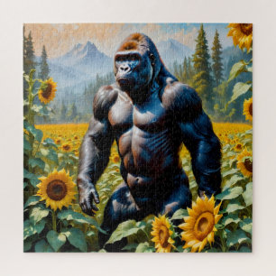 Puzzle Gorille Ape Dans Un Champ De Tournesol
