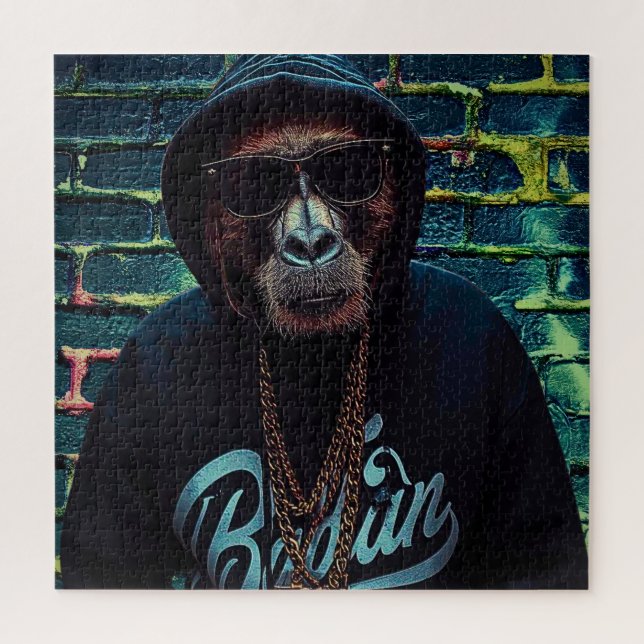 Puzzle Gorille Urbain – Impression sur Toile de Style Str (Vertical)