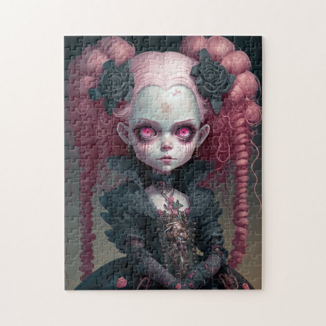 Puzzle Goth Girl Rose Noir Déplaisant mignon (Vertical)