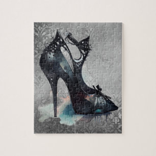 Puzzle Goth Vogue Grunge   Turquoise Splash Stiletto haut