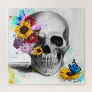 Puzzle Gothic Floral butterfly skull