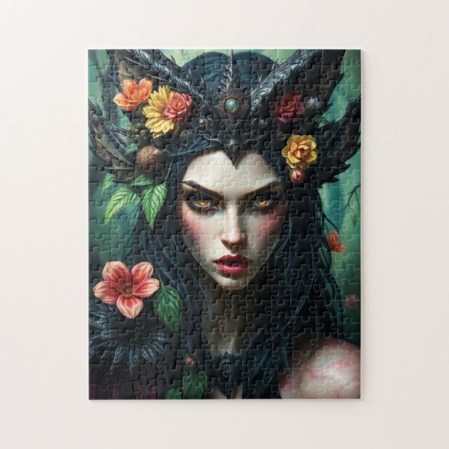 Puzzle Gothic Floral Forest Queen - Dark Nature Goddess (Vertical)