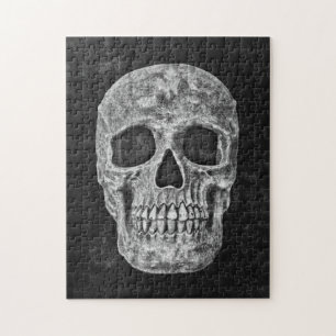 Puzzle Gothic Skull Black And White Grunge Scary