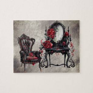 Puzzle Gothique Boudoir   Vanité antique avec chaise à co