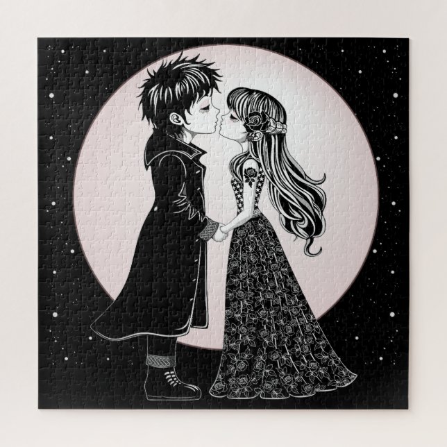 Puzzle Gothique Emo Enfants Kiss Valentine's Day (Vertical)