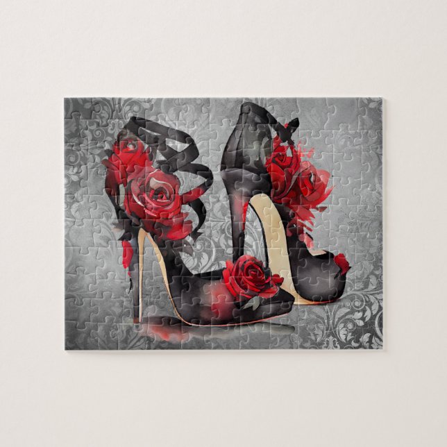 Puzzle Gothique Fashion Strappy talons avec Roses sur Gru (Horizontal)