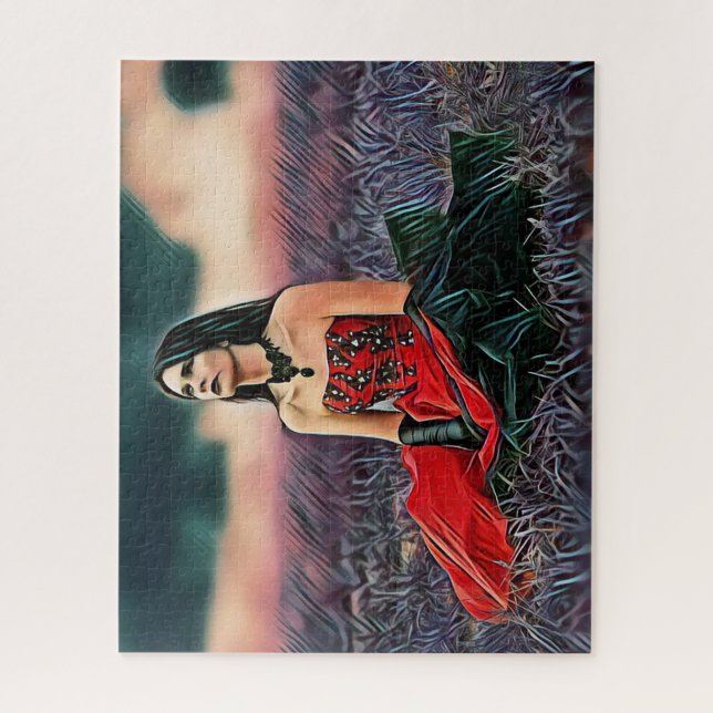 Puzzle Gothique Fille assise Romantique Femme personnalis (Vertical)