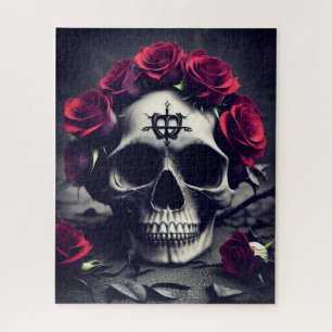 Puzzle Gothique foncé Macabre Rose crâne