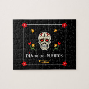 Puzzle Gothique noir Dia de los Muertos Sugar Skull Fleur