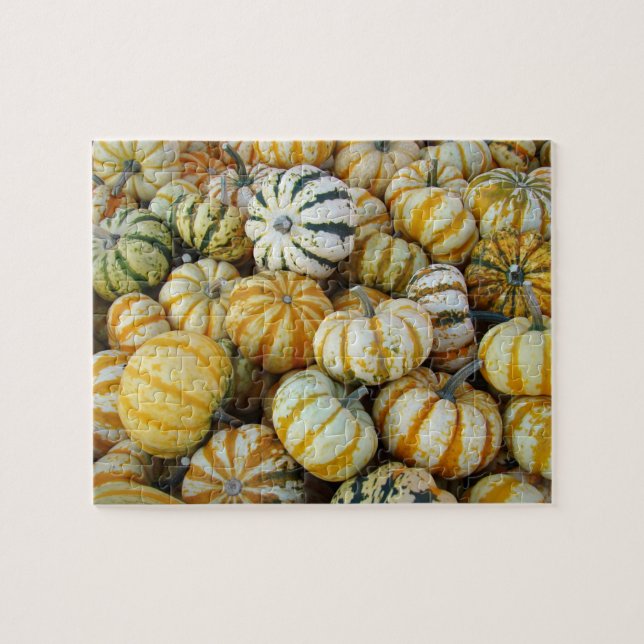 Puzzle Gourtes de récolte d'automne orange et vert (Horizontal)