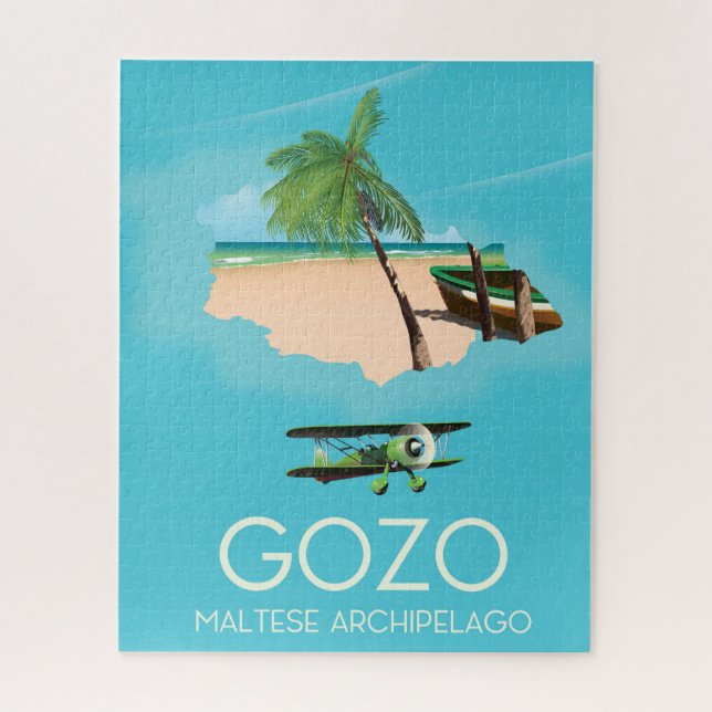 Puzzle Gozo, archipel maltais Affiche de voyage carte. (Vertical)
