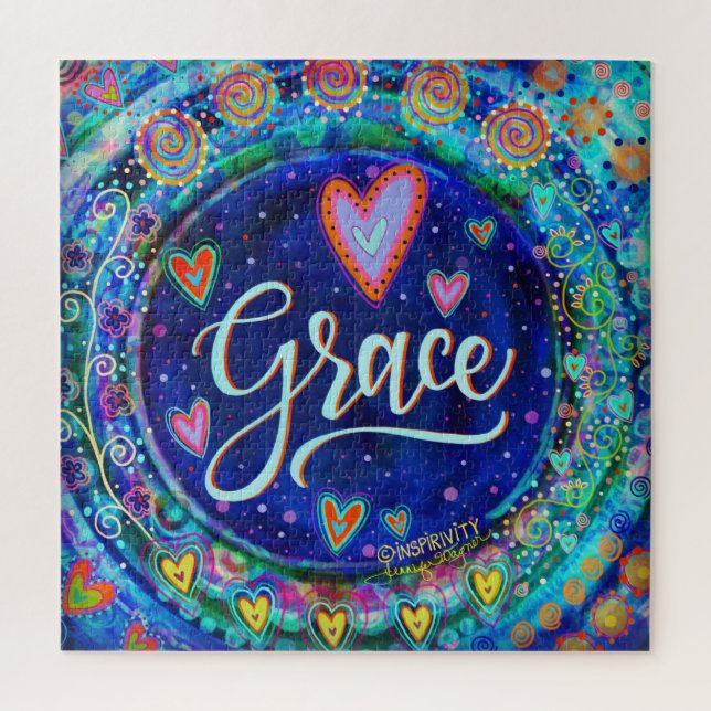 Puzzle Grace Blue Whimsal amusant Inspirivity Jigsaw Puzz (Vertical)