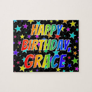 Puzzle "GRACE" Prénom, amusant "HEUREUX ANNIVERSAIRE"