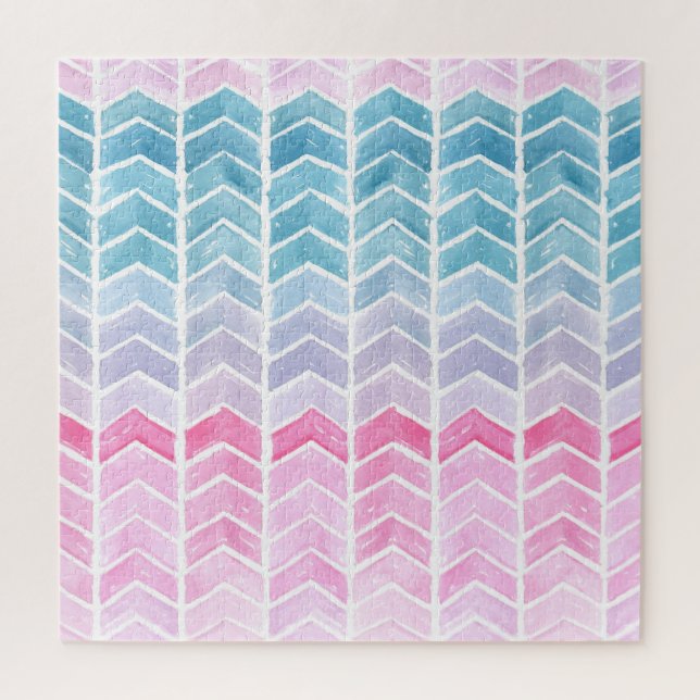 Puzzle Gradient Chevron : Aquarelle Motif Herringbone. (Vertical)