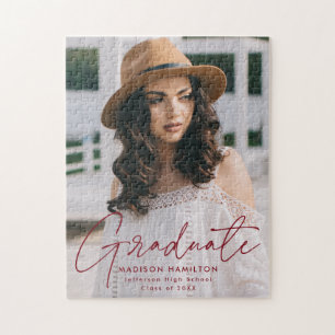 Puzzle Graduate moderne Bourgogne Script Photo Graduation