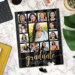 Puzzle Graduation d'or noir K-12 Collage photo Script<br><div class="desc">Soyez fier, réjouissez-vous et présentez cette étape importante de votre grade favori. Créez cette petite fille, étonnante, simple, moderne, personnalisée fin d'études secondaires K - 12 photo collage puzzle puzzle pour un souvenir que vous allez toujours chérir. Un visuel amusant et élégant de typographie de script de parties scintillant d'or,...</div>
