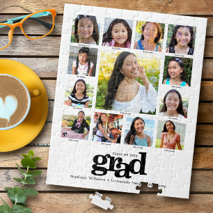 Puzzle Graduation K-12 Photo Collage moderne noir blanc