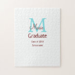 Puzzle Gradué ajouter nom monogramme vert rose simple min<br><div class="desc">belle conception</div>