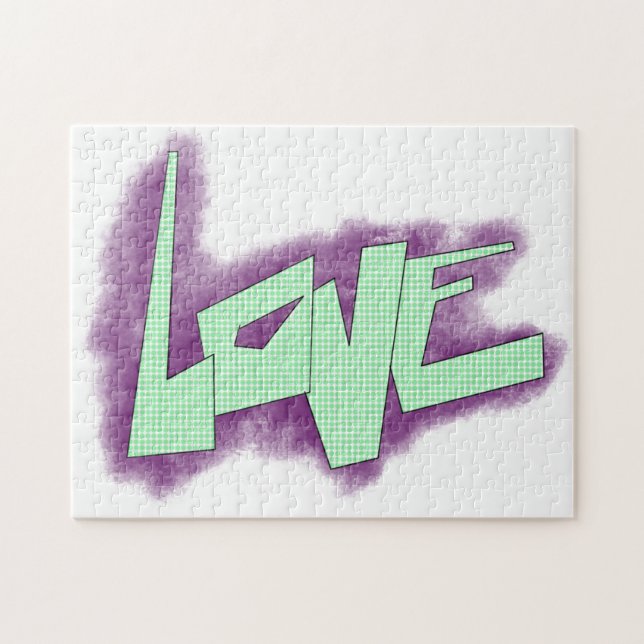 Puzzle graffiti d'amour violet vert menthe typographie po (Horizontal)
