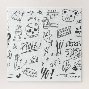 Puzzle Graffiti Doodles : Punk Music Scribble