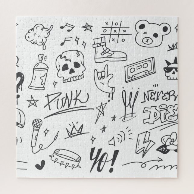Puzzle Graffiti Doodles : Punk Music Scribble (Vertical)