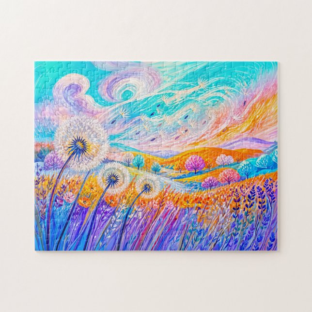 Puzzle Graines de pissenlit flottant dans un vent doux (Horizontal)