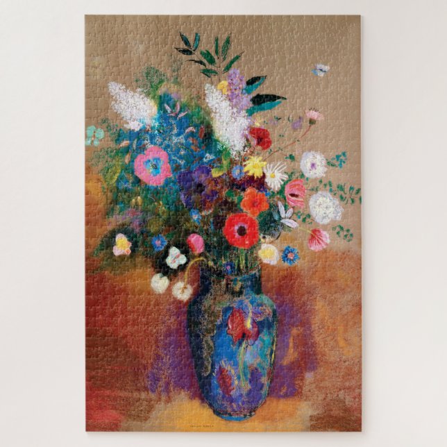 Puzzle Grand bouquet dans un vase bleu par Odilon Redon (Vertical)