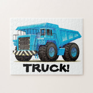 Puzzle Grand camion de déchargeur fait sur commande bleu