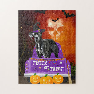 Puzzle Grand chien Danse dans le camion Halloween